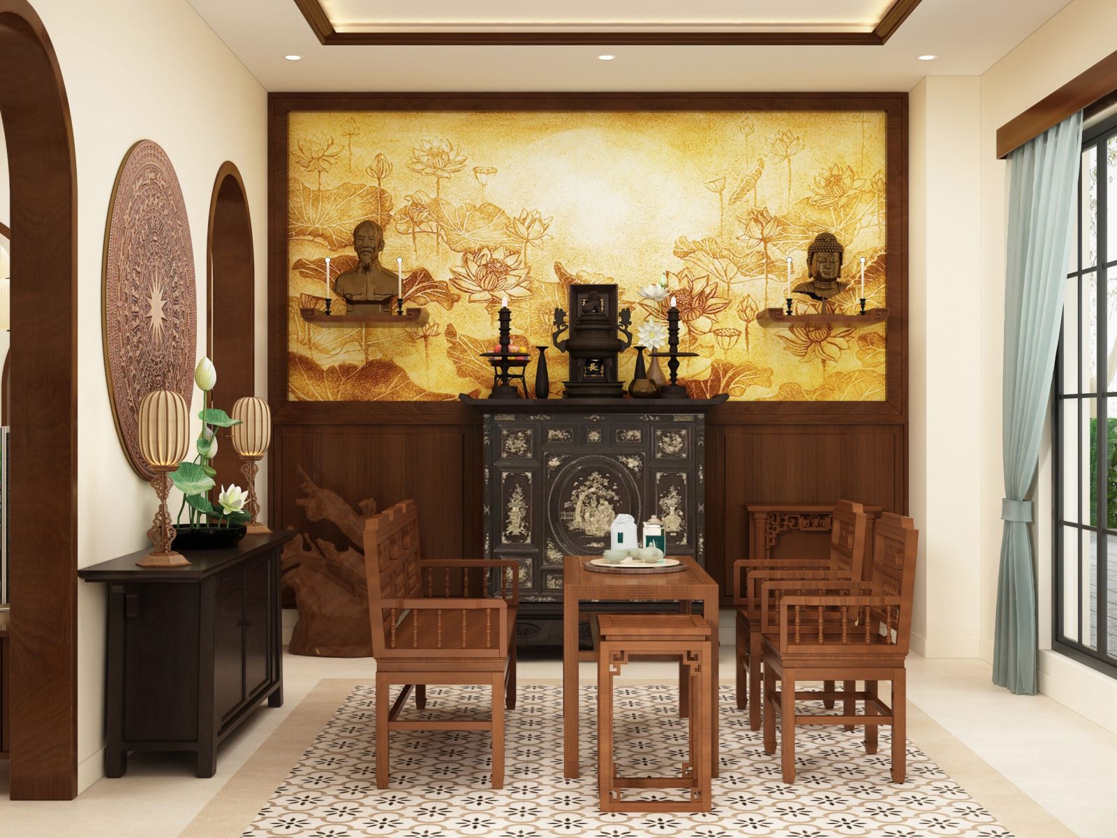 Thiết kế nội thất biệt thự Anh Nhân - Phòng thờ