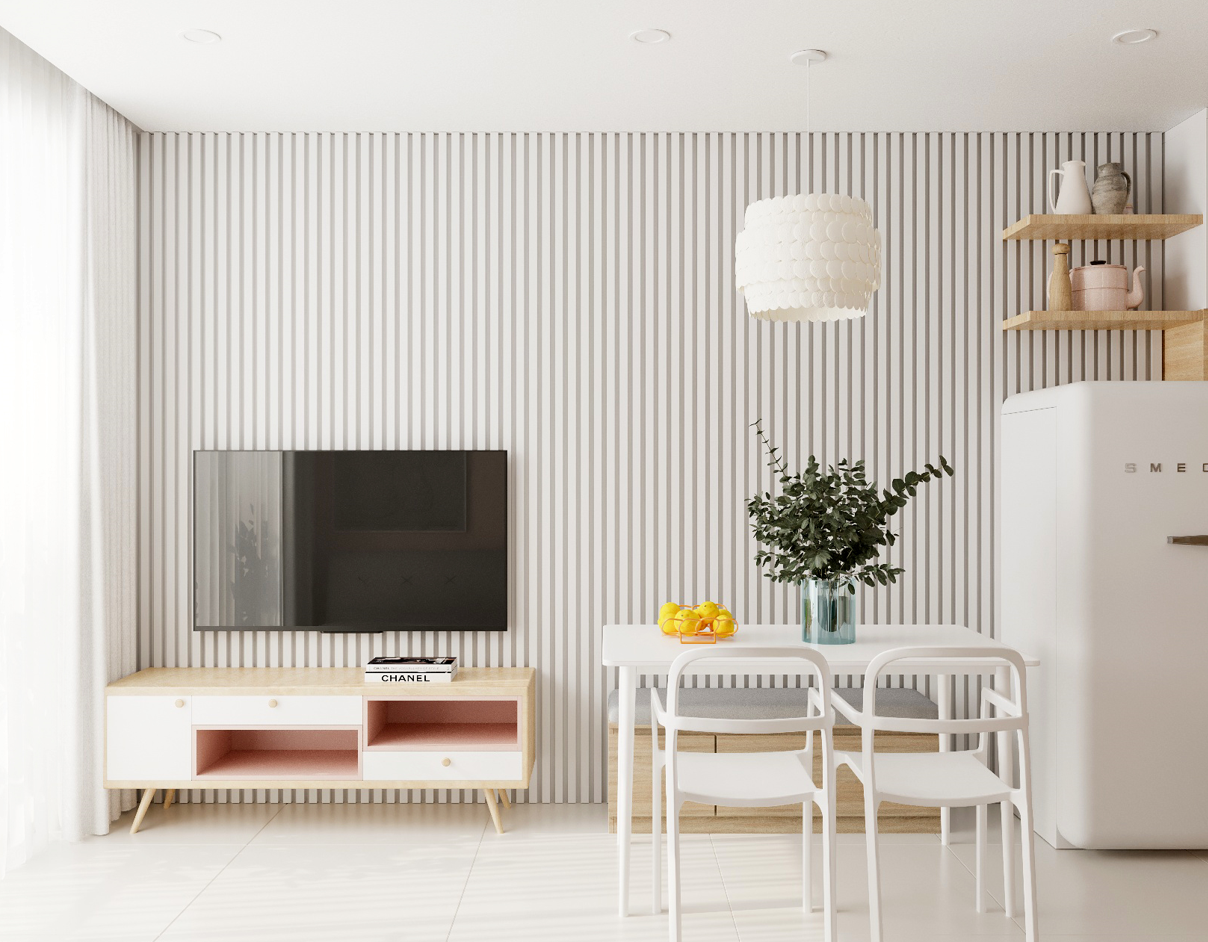 thiết kế nội thât căn hộ chung cư 70m2 - phòng khách vinhomes