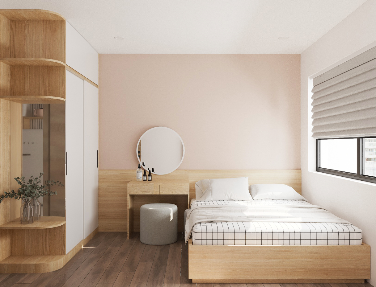 thiết kế nội thất căn hộ chung cư 70m2 - phòng ngủ vinhomes