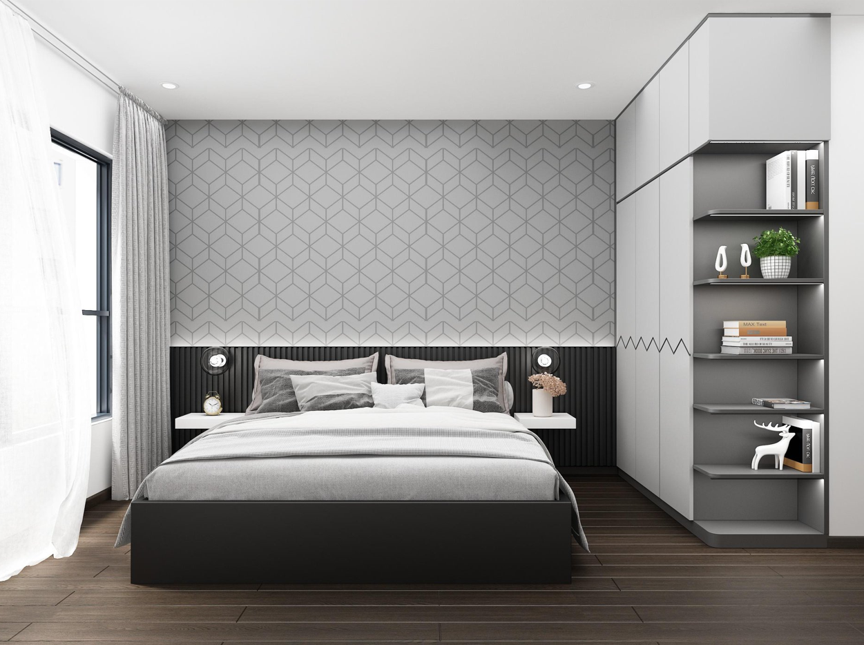 thiết kế nội thất căn hộ chung cư 70m2 - phòng ngủ Hà Đô